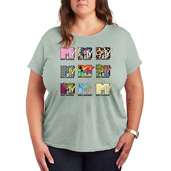 Plus Size MTV Logo Grid Graphic Tee