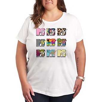 Plus Size MTV Logo Grid Graphic Tee