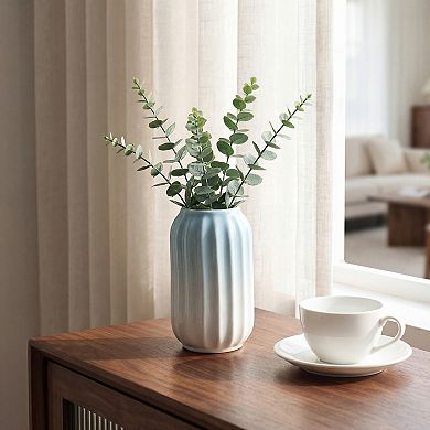 Modern Ceramic Flower Vase Matte Ribbed Vase, Small Decorative Vase for Desktop Bathroom