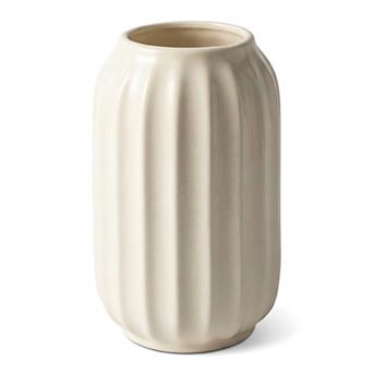 Modern Ceramic Flower Vase Matte Ribbed Vase, Small Decorative Vase for Desktop Bathroom