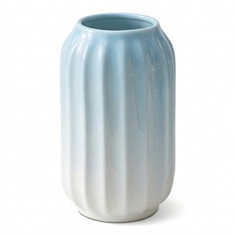 Modern Ceramic Flower Vase Matte Ribbed Vase, Small Decorative Vase for Desktop Bathroom