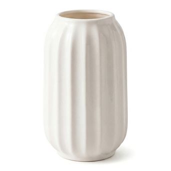 Modern Ceramic Flower Vase Matte Ribbed Vase, Small Decorative Vase for Desktop Bathroom
