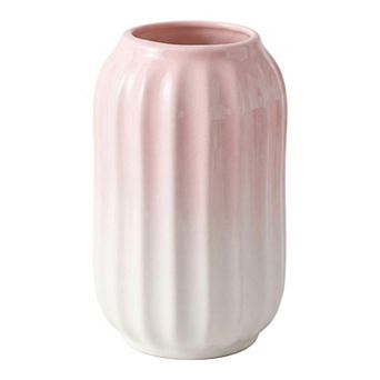 Modern Ceramic Flower Vase Matte Ribbed Vase, Small Decorative Vase for Desktop Bathroom