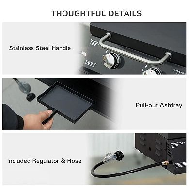 21.75" Portable 2-Burner Gas Grill, Foldable Camping BBQ Grill for Outdoor Picnic