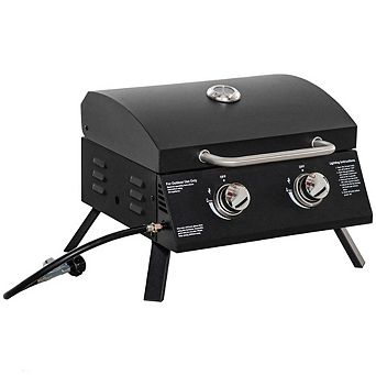 21.75" Portable 2-Burner Gas Grill, Foldable Camping BBQ Grill for Outdoor Picnic