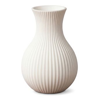 Modern Ceramic Vase Matte Ribbed Flower Vase, Wide Opening Chubby Vase 3.5"L x 3.5"W x 5.1"H