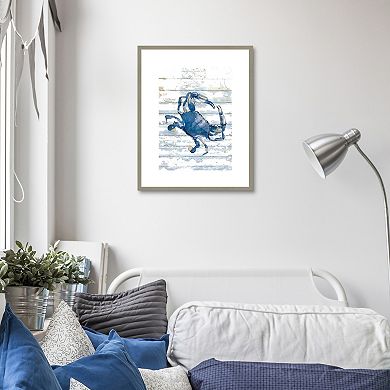 Masterpiece Ocean Blue Crab Framed Wall Art