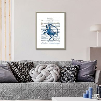 Masterpiece Ocean Blue Crab Framed Wall Art