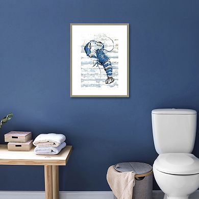 Masterpiece Ocean Blue Lobster Framed Wall Art