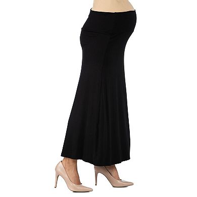 Maternity 24Seven Comfort Apparel Elastic Waist A-Line Maxi Skirt