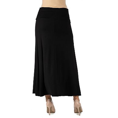Maternity 24Seven Comfort Apparel Elastic Waist A-Line Maxi Skirt