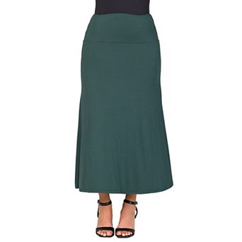 Maternity 24Seven Comfort Apparel Elastic Waist A-Line Maxi Skirt