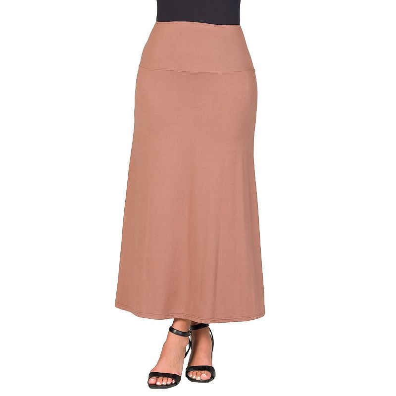 Maternity 24Seven Comfort Apparel Elastic Waist A-Line Maxi Skirt, Women's,