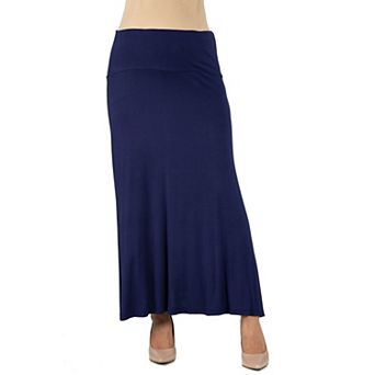 Maternity 24Seven Comfort Apparel Elastic Waist A-Line Maxi Skirt