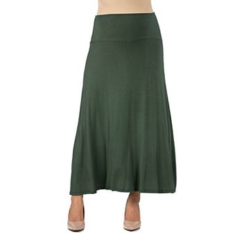 Maternity 24Seven Comfort Apparel Elastic Waist A-Line Maxi Skirt
