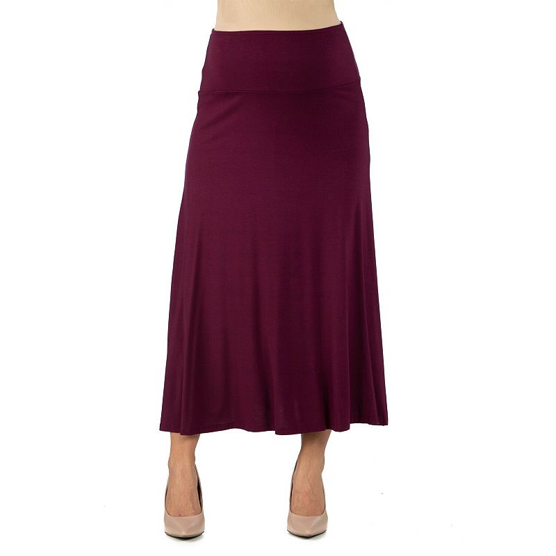 Maternity 24Seven Comfort Apparel Elastic Waist A-Line Maxi Skirt, Women's,