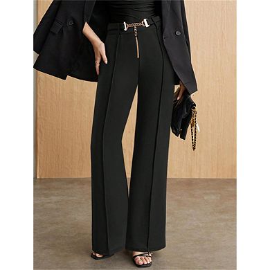 Women's Business Casual Work Pants High Waisted Stretchy Wide Leg Pull On Dress Slacks