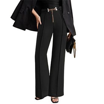 Women's Business Casual Work Pants High Waisted Stretchy Wide Leg Pull On Dress Slacks