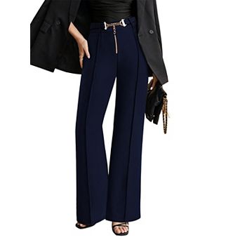 Women's Business Casual Work Pants High Waisted Stretchy Wide Leg Pull On Dress Slacks