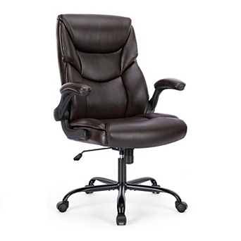 PU Leather Ergonomic Office Chair with Flip-Up Armrests