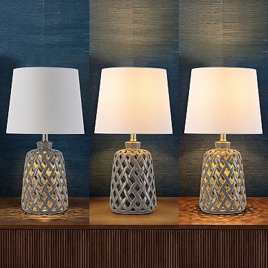 C Cattleya 20-Inch Modern Ceramic Table Lamp with Hollow Cut-Out Base,3-Way Rotary Switch