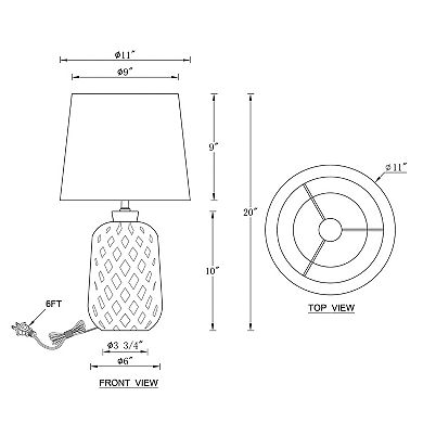 C Cattleya 20-Inch Modern Ceramic Table Lamp with Hollow Cut-Out Base,3-Way Rotary Switch