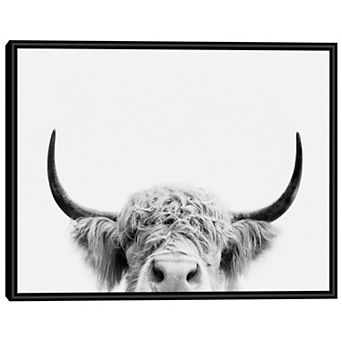 Masterpiece Peeking Cow Framed Wall Art