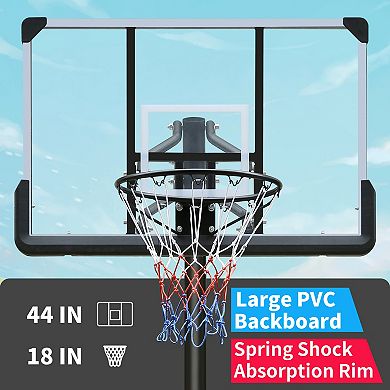 WOW PIONEER Adjustable Height Portable Basketball Hoop System with Stable Base and Wheels