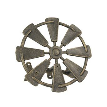 Cast Iron Farmhouse Windmill Wall Mounted Garden Hose Holder Bronze Finish