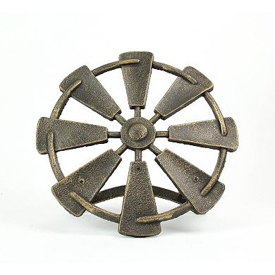 Cast Iron Farmhouse Windmill Wall Mounted Garden Hose Holder Bronze Finish