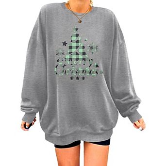 Zeagoo Women's Christmas Tree Crewneck Long Sleeve Sweatshirt Xmas Holiday Party Pullover Tops