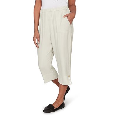 Petite Alfred Dunner Relaxed Elastic Waist Front Pocket Capri Pants