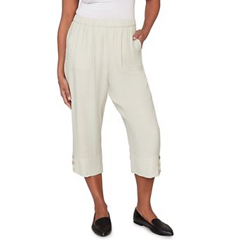 Petite Alfred Dunner Relaxed Elastic Waist Front Pocket Capri Pants