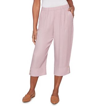 Petite Alfred Dunner Relaxed Elastic Waist Front Pocket Capri Pants