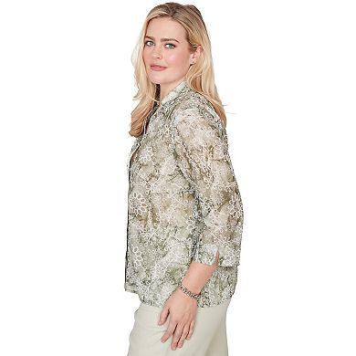 Petite Alfred Dunner Floral Button Front Top