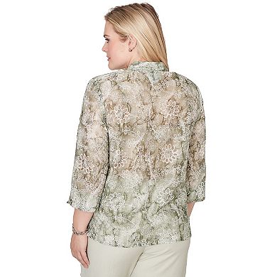 Petite Alfred Dunner Floral Button Front Top