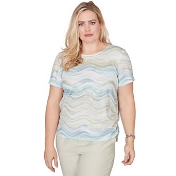 Petite Alfred Dunner Wavy Side Tie Ruched Top
