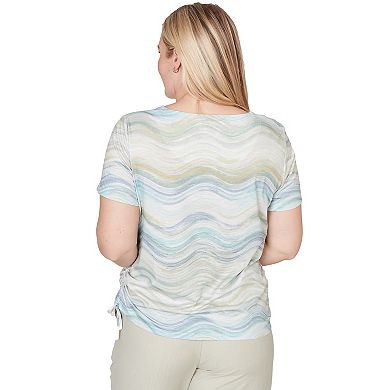Petite Alfred Dunner Wavy Side Tie Ruched Top