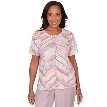 Petite Alfred Dunner Chevron Geometric Graphic Top