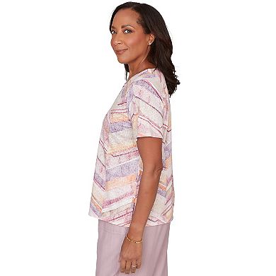 Petite Alfred Dunner Chevron Geometric Graphic Top