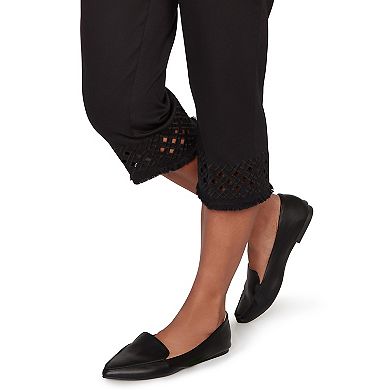 Petite Alfred Dunner Geometric Cut Out Flat Front Capri Pants