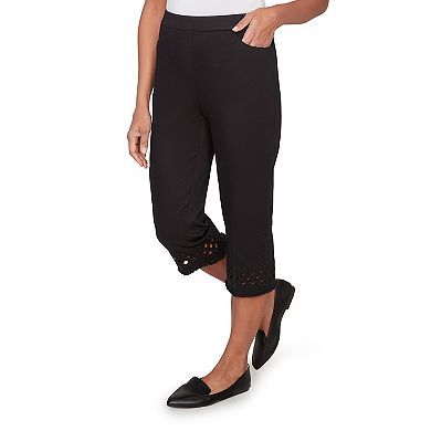 Petite Alfred Dunner Geometric Cut Out Flat Front Capri Pants