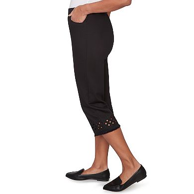 Petite Alfred Dunner Geometric Cut Out Flat Front Capri Pants
