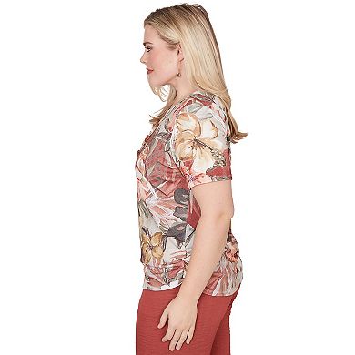 Petite Alfred Dunner Dramatic Floral Top with Necklace