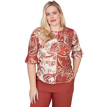 Women's Alfred Dunner Spliced Scroll Print Top