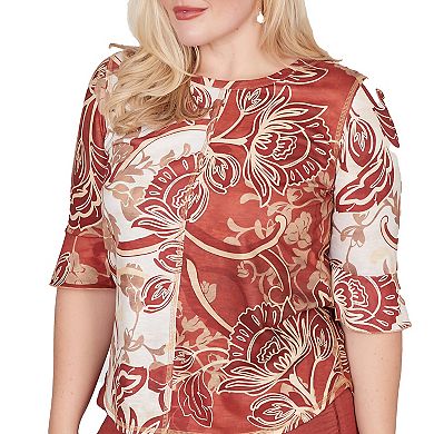 Women's Alfred Dunner Spliced Scroll Print Top