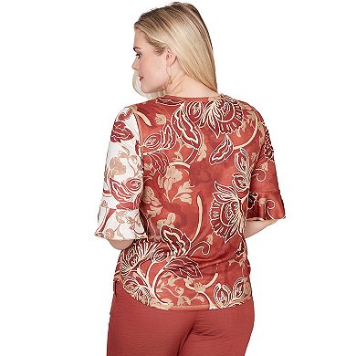 Women's Alfred Dunner Spliced Scroll Print Top