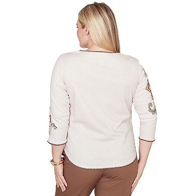 Women's Alfred Dunner Asymmetrical Scroll Floral Round Hem Top