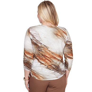 Women's Alfred Dunner Marble Print Splitneck Top