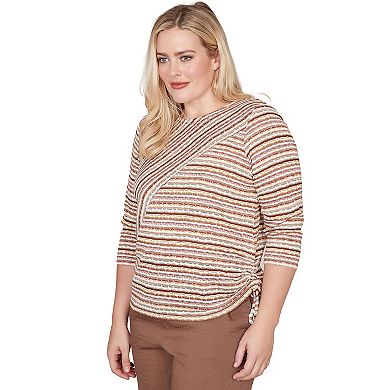 Women's Alfred Dunner Spliced Textured Stripe Ruched Top
